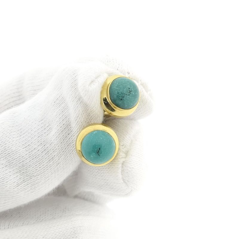 Image 11 of Gold stud earrings with turquoise