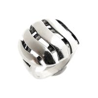 Silver ring with a wavy design.