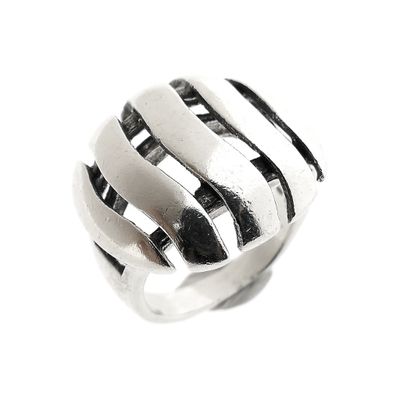 Silver ring with a wavy design. Image 1 of Silver ring with a wavy design.