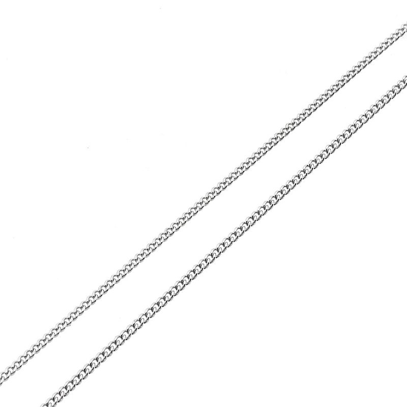 Image 6 of White gold thin gourmet link necklace | 40 cm