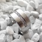 Image 5 of White gold wide row ring with diamonds; 0.09 ct.