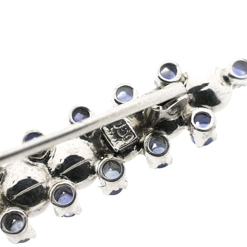 Image 6 of Antique white gold brooch with pearl and sapphire