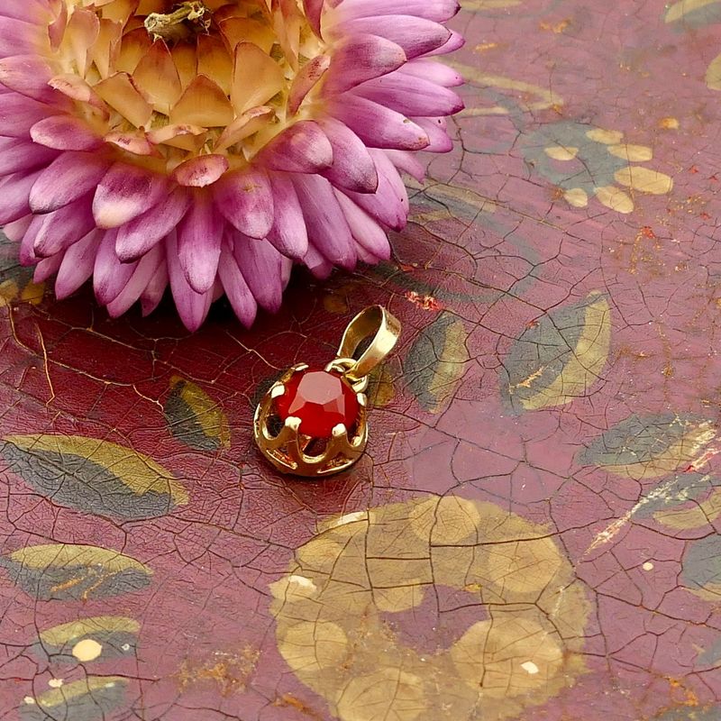 Image 2 of 14K Gold Pendant with Carnelian