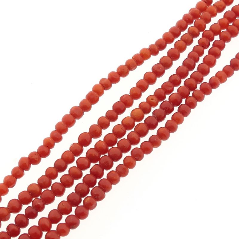 Image 7 of Antique red coral beaded bracelet with gold clasp.