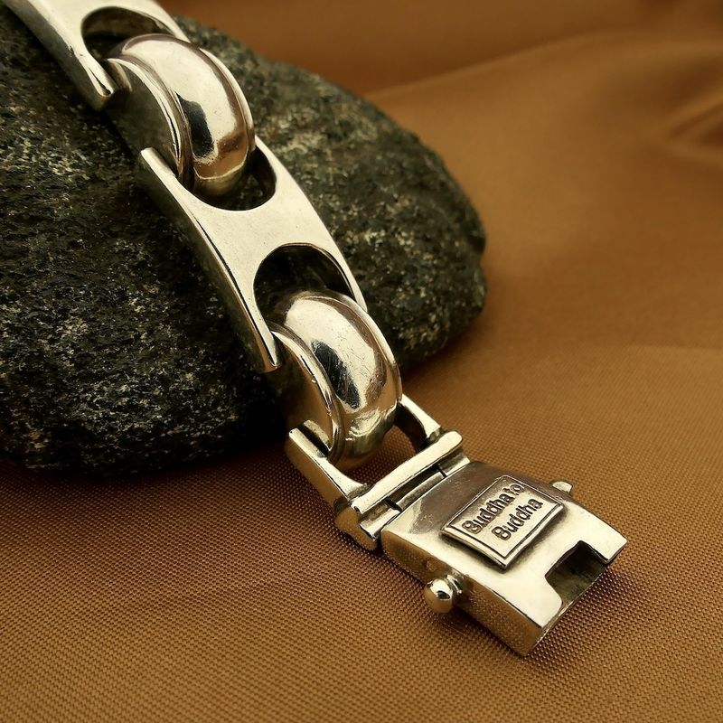 Image 2 of Silver robust Buddha to Buddha bracelet | 20 cm