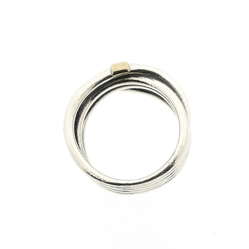 Image 5 of Pandora ring; Silver with gold; Rope