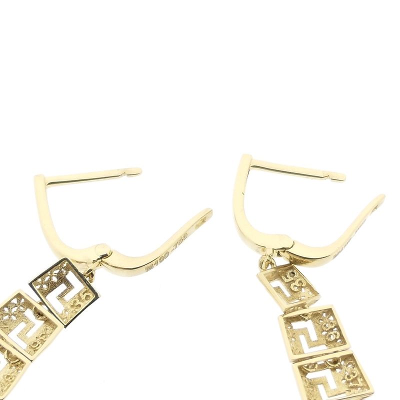Image 5 of Gold earrings with meander pendant.