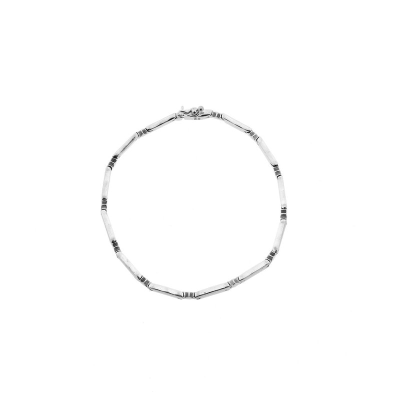 Image 3 of White gold bar link bracelet; 18.5 cm