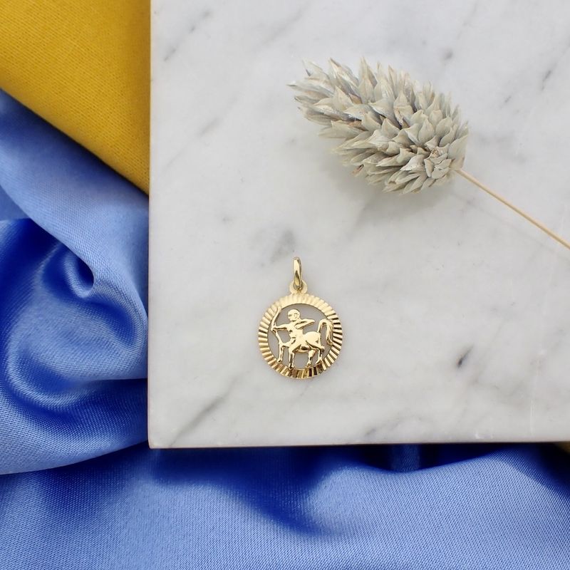 Image 2 of Gold zodiac sign pendant; Sagittarius