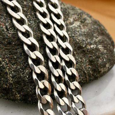 Image 2 of Silver Robust Flat Gourmet Link Necklace