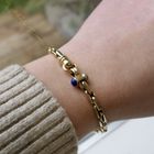 Image 9 of Vintage gold anchor link bracelet with lapis lazuli | 19.5 cm