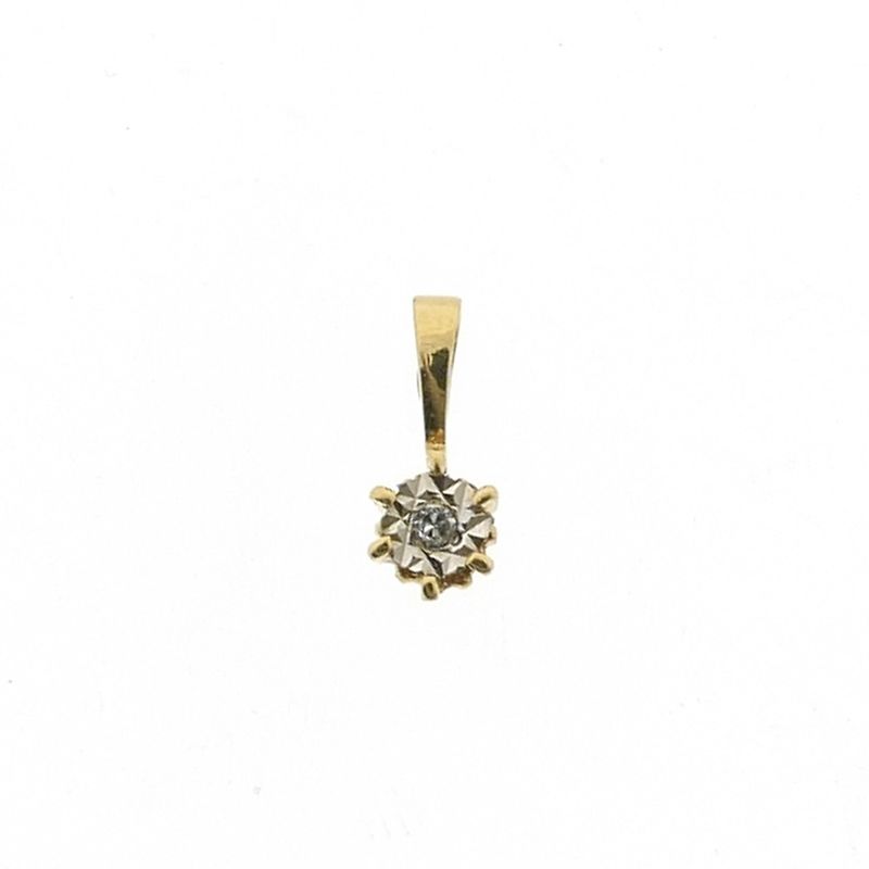 Image 1 of Gold minimalist pendant with diamond | 0.10 ct.