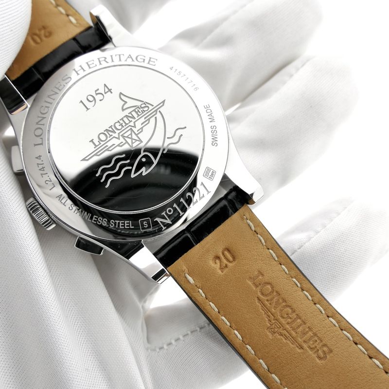 Image 13 of Longines Heritage 1954 Chronograph L2.747.4.52.4; Automatic men's watch