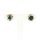 Image 1 of Gold earrings with emerald and diamonds; 0.48 ct.
