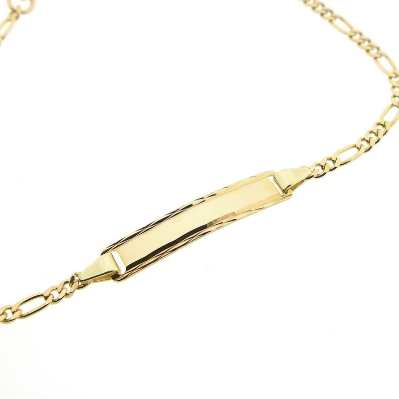 Image 3 of Gold Figaro link bracelet with engraving | 16.5 - 18.5 cm