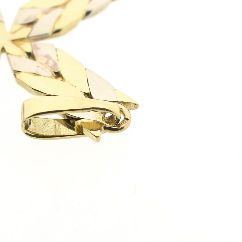 Image 7 of Two-tone gold braided pendant of a cross