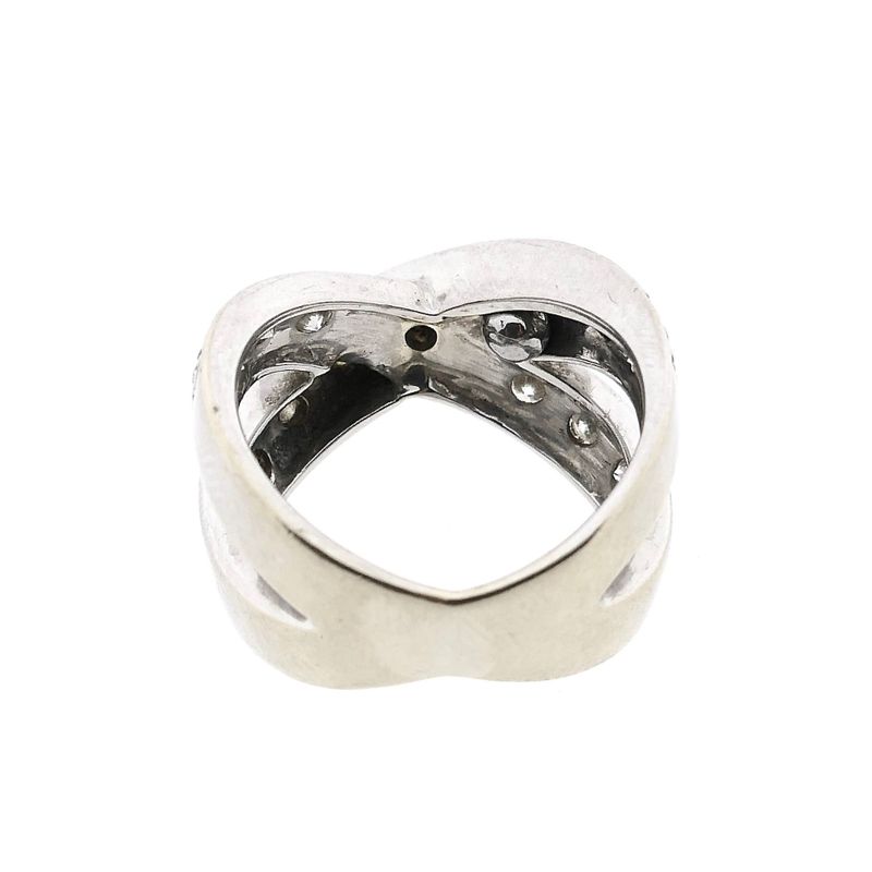 Image 7 of 18K White Gold Crossover Ring with Diamonds