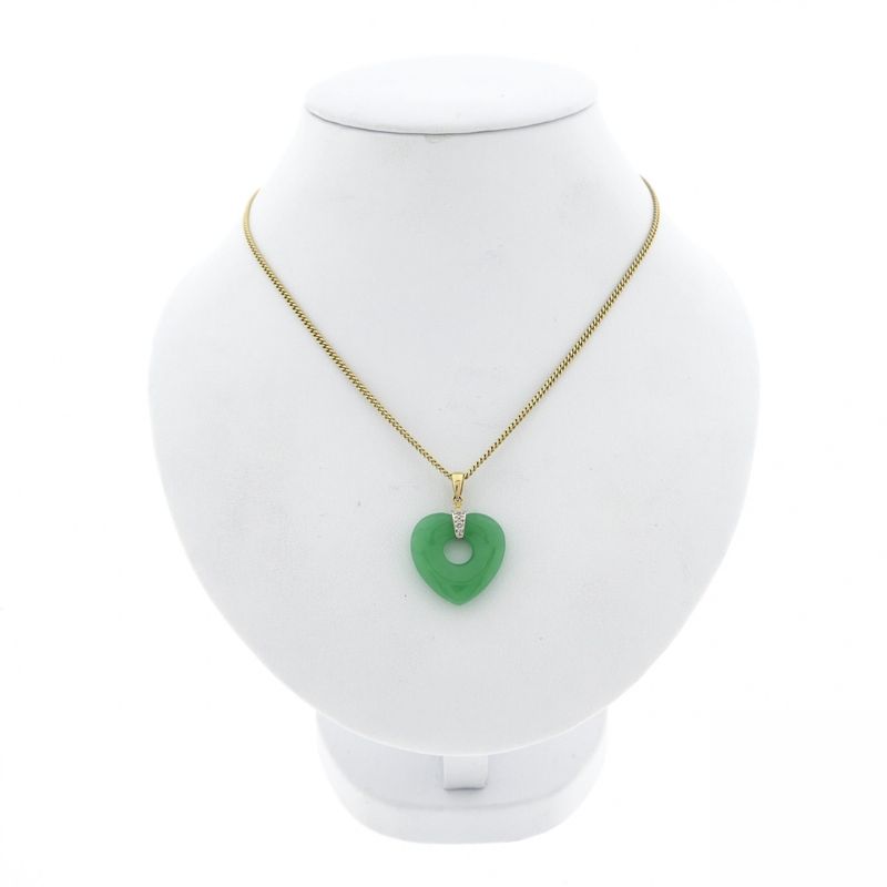Image 3 of Gold jade pendant with diamond | 0.03 ct.