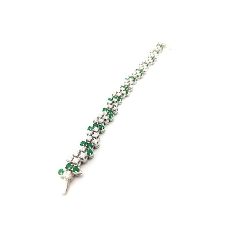 Image 53 of Exclusive white gold bracelet with emerald and diamond; 7.40 ct. + IGI Certificate