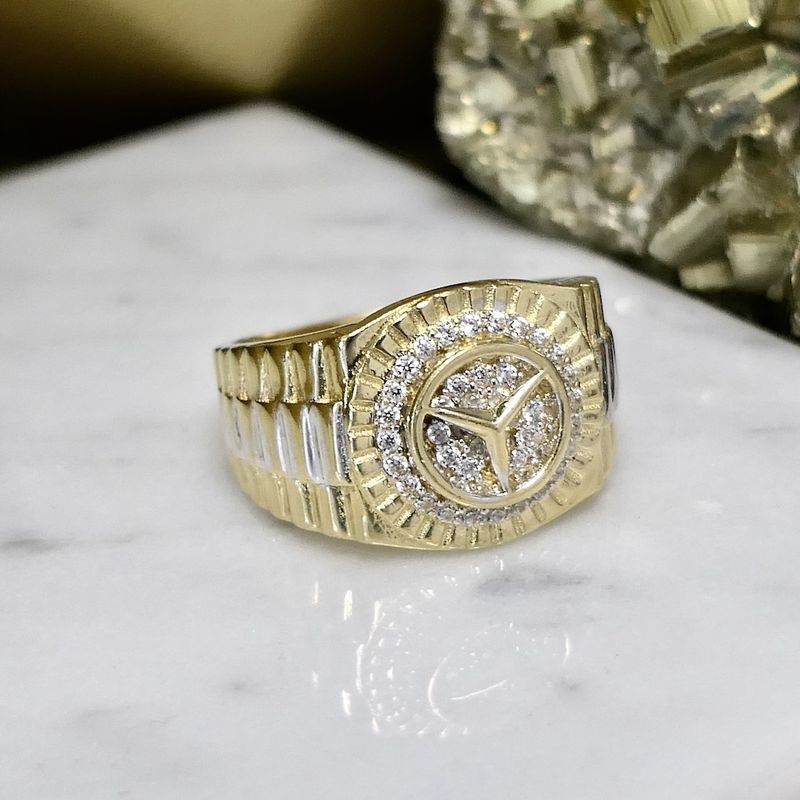 Image 8 of Two-tone gold ring with Mercedes logo