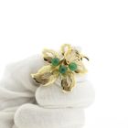 Image 7 of Golden oak leaf brooch with Imperial jade