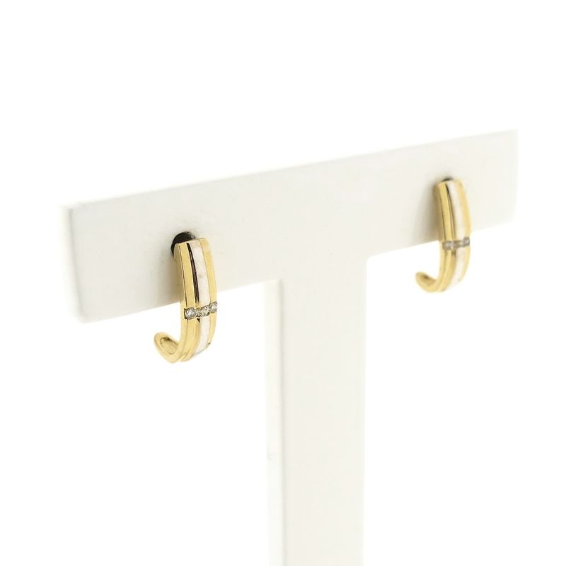 Image 3 of Bicolor gold stud earrings with zirconia