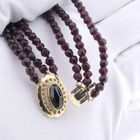 Image 9 of Antique garnet bead necklace with gold decorative clasp | 62 cm