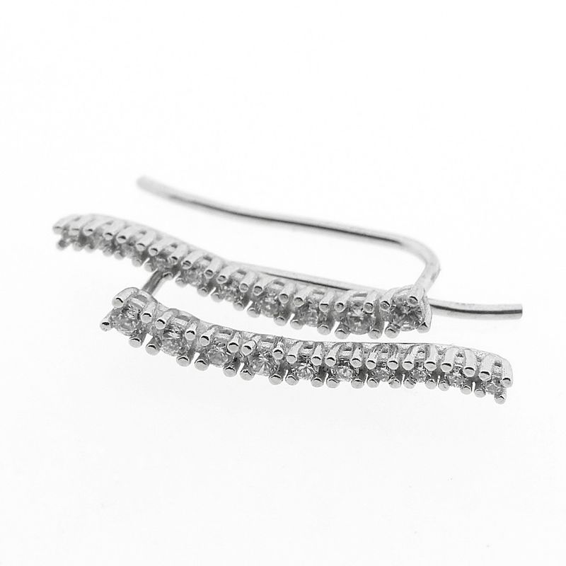 Image 4 of Silver long earrings with zirconia