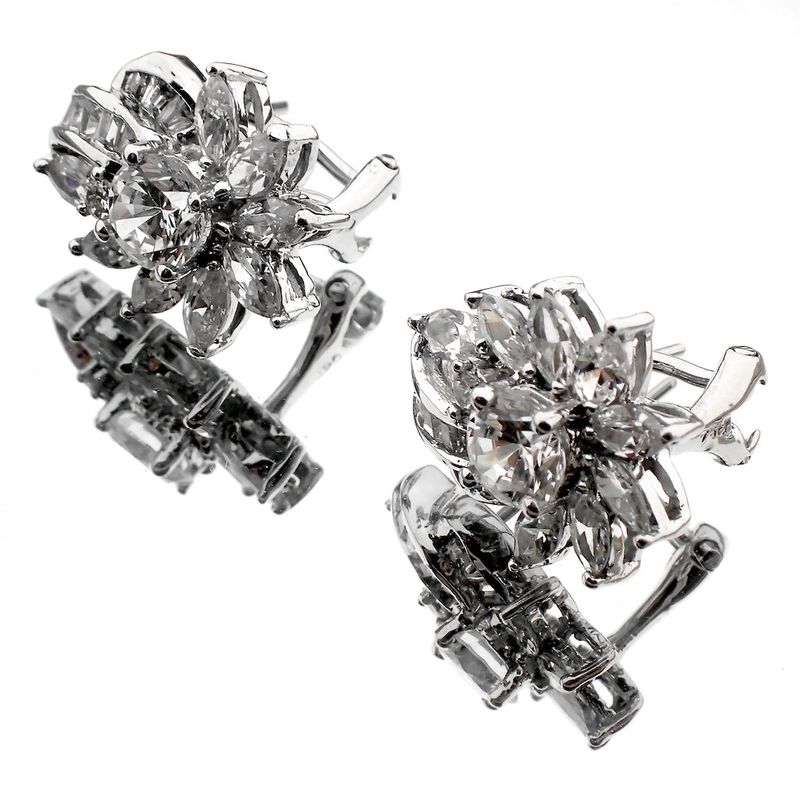 Image 5 of 18 carat white gold stud earrings with zirconia stones