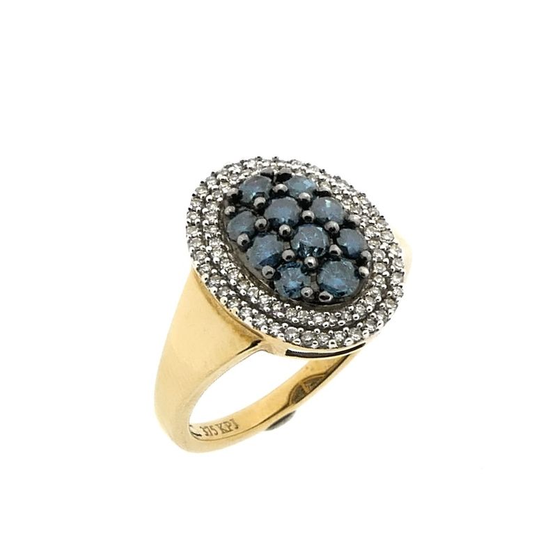 Image 1 of 9 carat ring with blue and clear diamonds