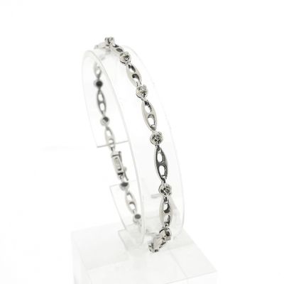Image 1 of White gold fantasy link bracelet with diamonds; 0.24 ct.