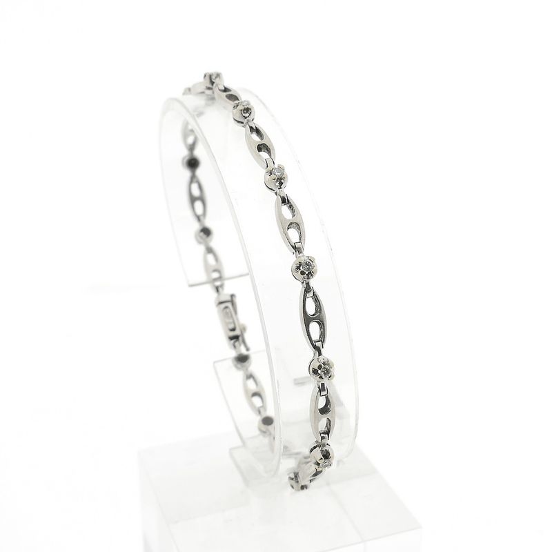 Image 1 of White gold fantasy link bracelet with diamonds; 0.24 ct.