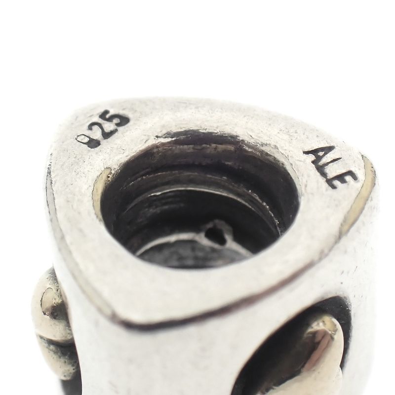 Image 5 of Pandora charm; Silver with gold; Heart of Gold