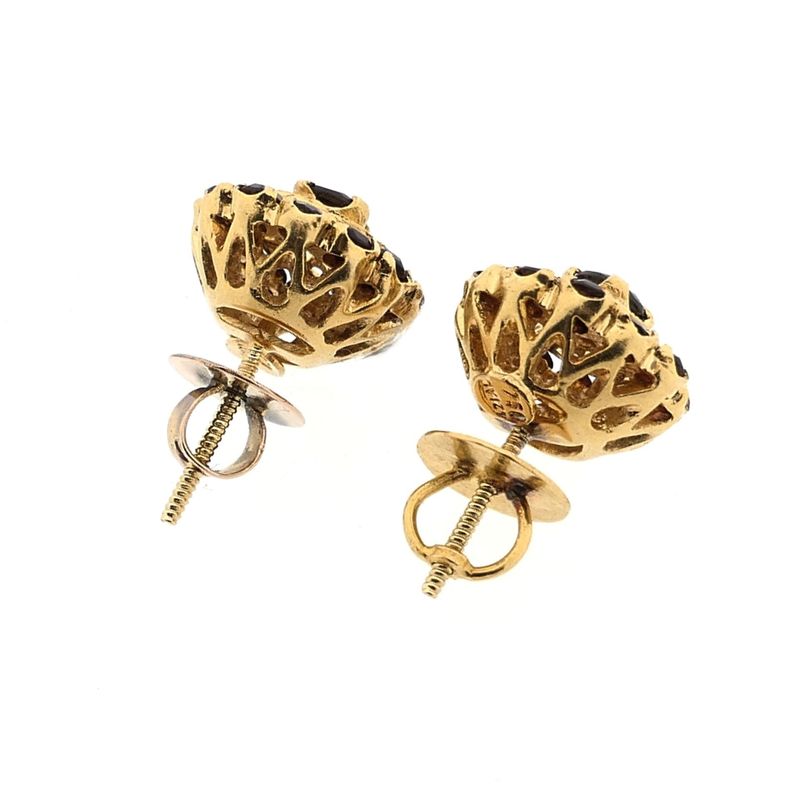 Image 3 of Gold stud earrings with garnet