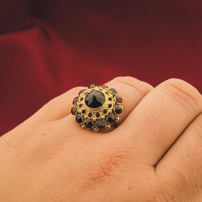 Image 4 of Gold entourage ring with garnet stones | Vintage