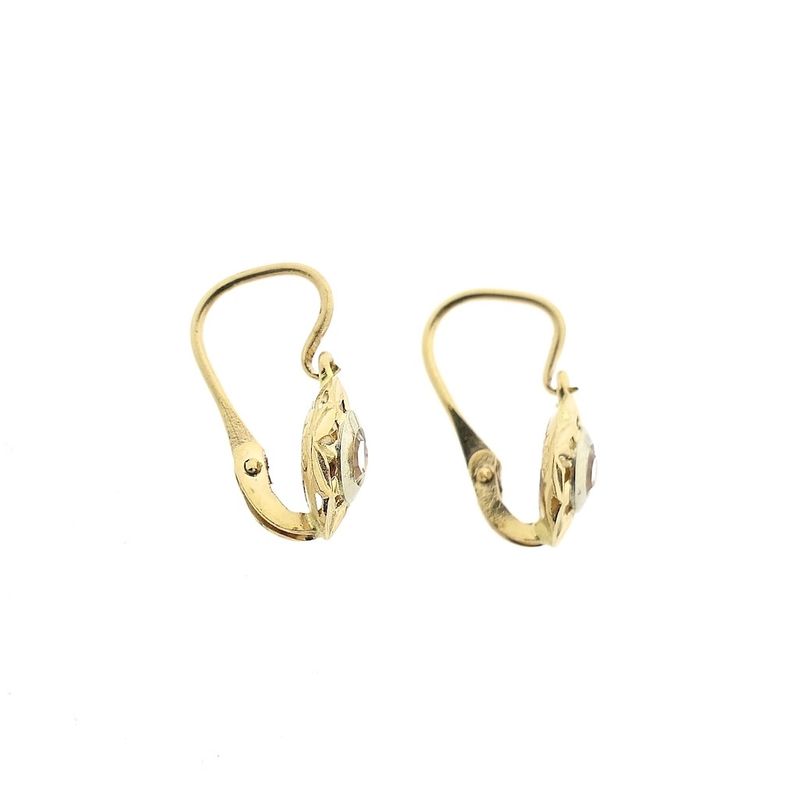 Image 3 of 18K Two-tone gold earrings with zirconia | Vintage