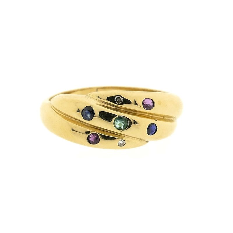 Image 7 of Gold ring with a mix of gemstones | diamond 0.01 ct.