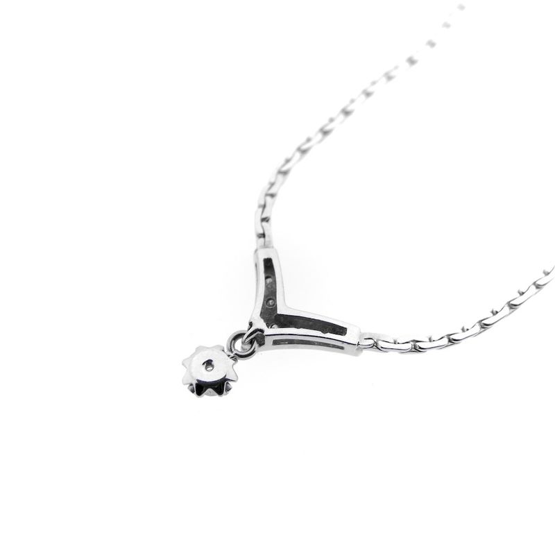 Image 8 of White gold necklace with a fixed pendant and a 0.085 ct. diamond | 43.5 cm