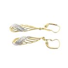 Image 11 of Bicolor gold long earrings with diamonds; 0.01 ct.