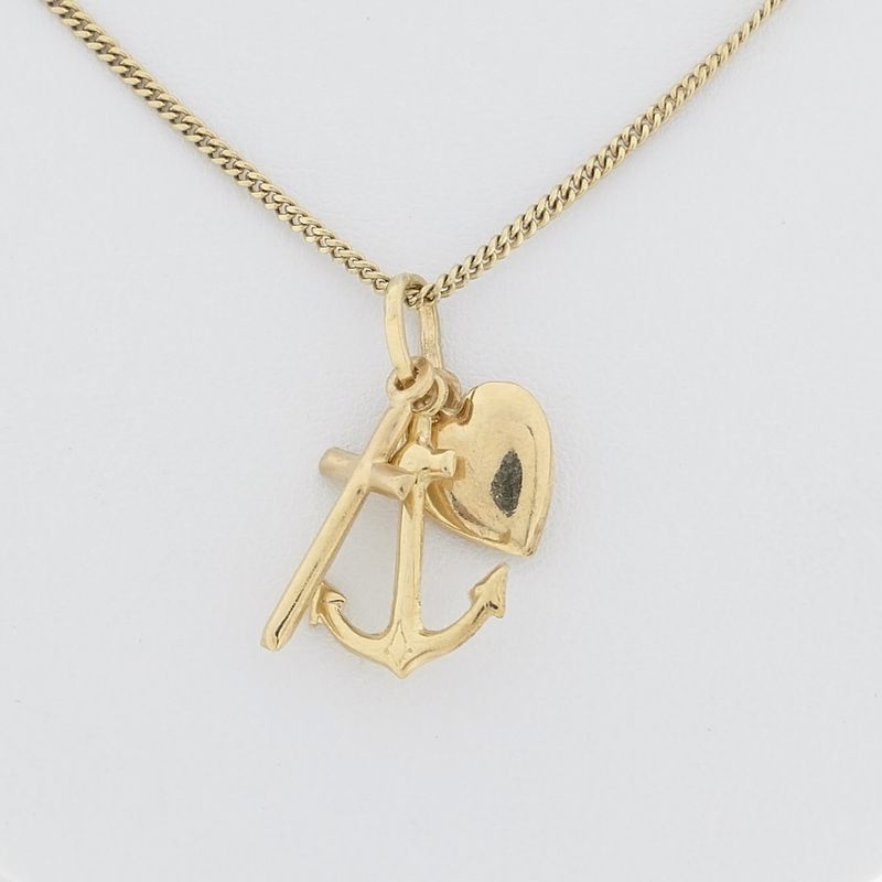 Image 10 of Gold pendant; Faith, hope, and love.