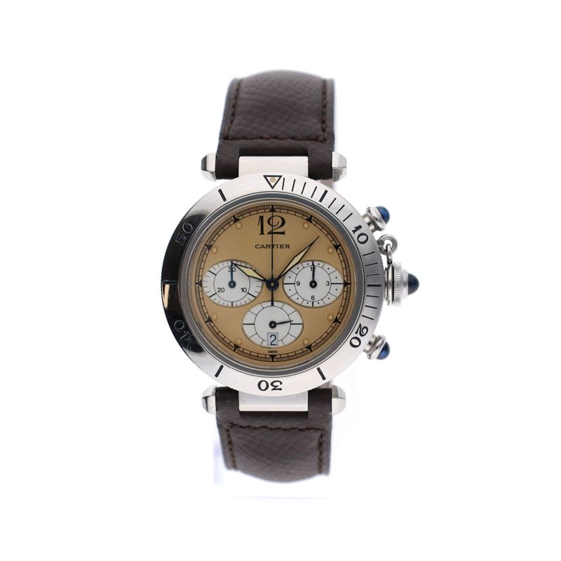 Afbeelding 5 van Cartier Pasha Chronograph 1050 / W31004H3; Unisex Horloge
