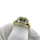 Image 3 of Vintage gold ring with peridot and diamonds; 0.04 ct.