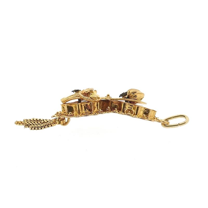 Image 5 of Antique gold pendant of a hat bell