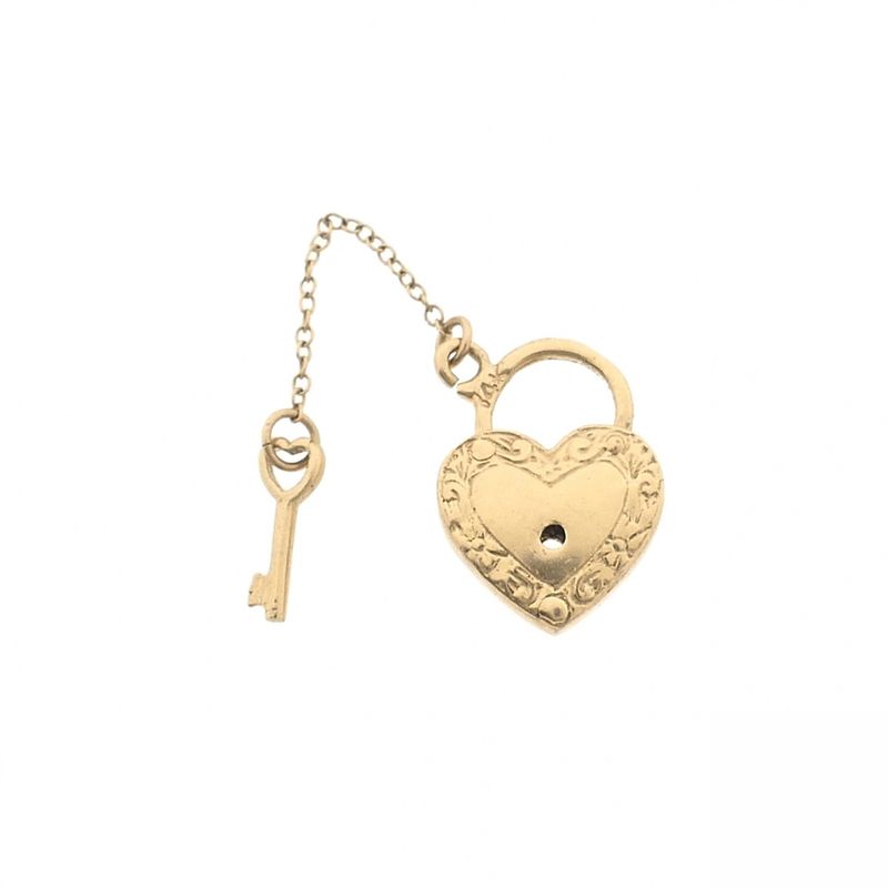 Image 9 of Gold pendant of a heart with a key