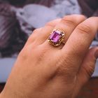 Image 4 of Gold ring with synthetic pink ruby ​​| Vintage