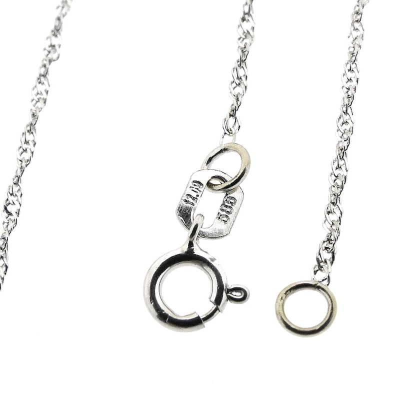 Image 4 of White gold thin twisted link necklace | 44 cm