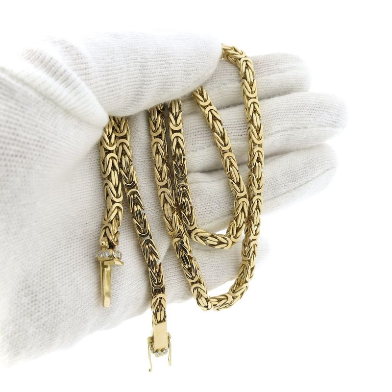 Image 9 of Gold square king chain with diamond; 0.48 ct.