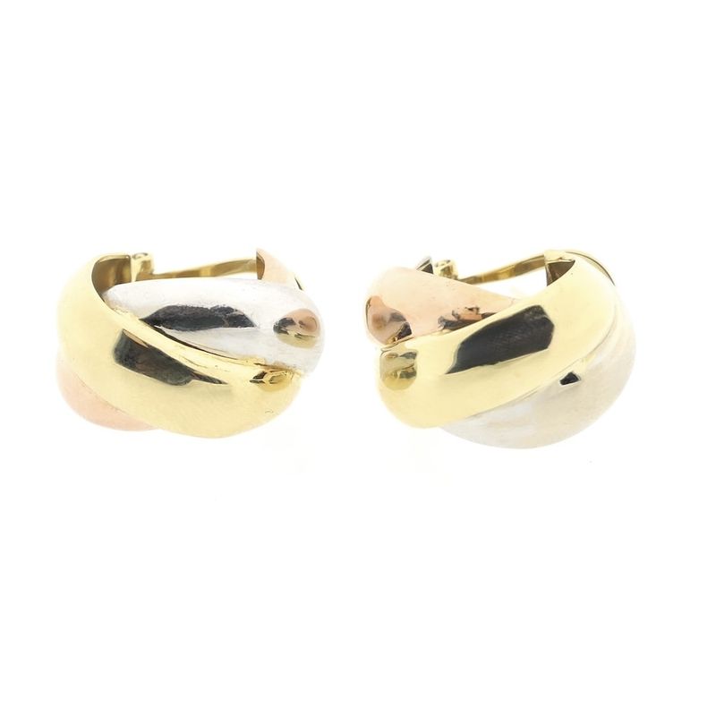 Image 10 of Tricolor gold braided stud earrings