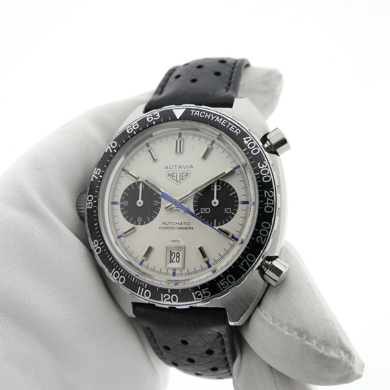 Image 9 of Heuer Autavia 1163 'Jo Siffert'; Vintage chronograph men's watch