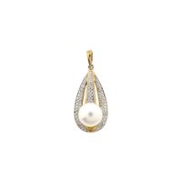 9 Karaat hanger met barokparel en diamanten; 0,05 ct.
